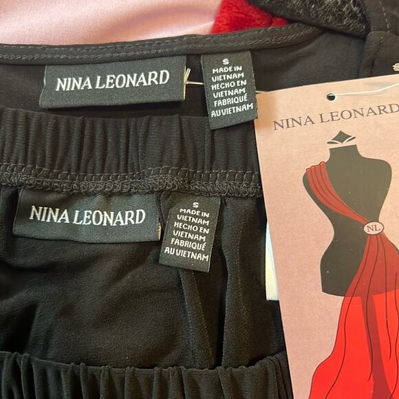 NWT NINA LEONARD Slim Fit Top & Pants Set Stretch Jersey Knit Size S - Picture 7 of 8